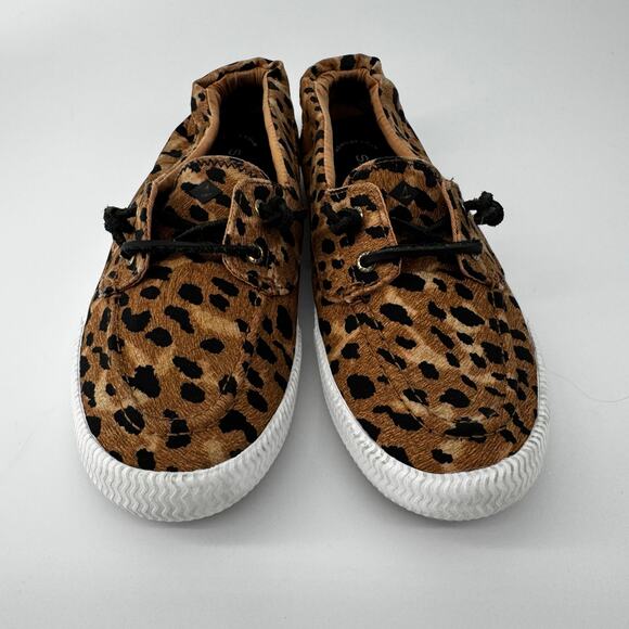 Sperry Top Sider Leopard Animal Print Boat Shoes Loafers Women's 8.5 Brown Black - Picture 2 of 7